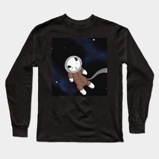 Puppy Laika Astronaut in Outer Space Cute Children's Illustration Long Sleeve T-Shirt